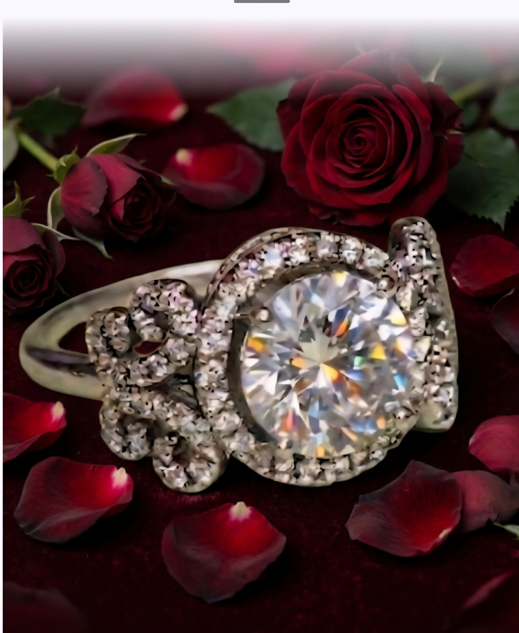 Certified Authentic Moissanite Gemstone Halo Engagement Ring ...